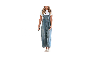 Summer Vintage Casual Denim Jean Overalls Loose Fit Baggy Harem Romper Jumpsuit Hosen Adjustable Bib Latzhose Washed Waist