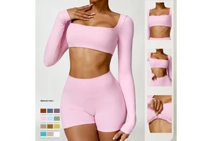 High-quality Yoga Wear Long-sleeved Quick-drying Tops for Gym Fitness Sportswear with Customizable Brand Logos