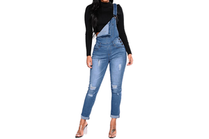 Custom Label Ladies Denim Overalls Plus Size Denim Jumpsuit OEM Manufacturer Stretch Denim Pants for Women