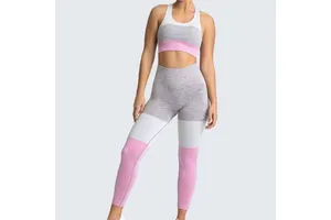 Comfortable Best Selling Women Yoga Set Light Weight Solid Pattern Washed Front Logo 2-Piece