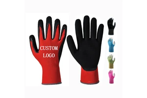 Custom Logo Red Black Coated Oil Wet Grip Work Gloves Man Rubber Nitrile Palm Dipped Safety Glove Women Mechanic Construction