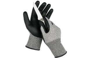 Anti-cut Gray HPPE Black Pu Nirtile Latex Coated Level 5 Knife Resistant Cut Resistant Safety Working Gloves