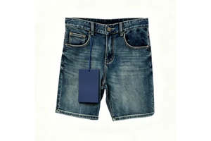 Wholesale Custom Men's Vintage Denim Shorts Breathable 3D Embroidery Five Pockets Straight Casual Summer Cotton Mid Waist Light