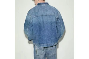 OEM Custom Mens Jean Denim Jacket Faded Effect Japanese Denim Cotton Coat Oversized Stone Vintage Washed Denim Jacket