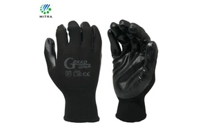 Working Safety Gloves Nitrile Coated Polyester Color Black Anti-static Anti-Slip Abrasion Resistant Puncture-Resistant Elastic
