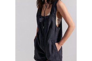 Custom 100% Cotton Women's Denim Overalls Solid Color Loose Fit Mid Waist Sleeveless With Zipper Detail Casual Summer Jumpsuit