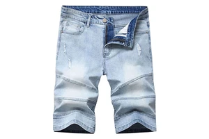 Vintage Summer Wear Style Men Short Custom Streetwear Knee Vintage Washed Distressed Denim Jorts Jean Shorts For Men