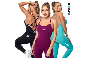 Wholesale Ladies One Piece Work Out Suit Gym Sport Jumpsuit Plus Size Hot Sexy Compression Fitness Workout Yoga Jumpsuit