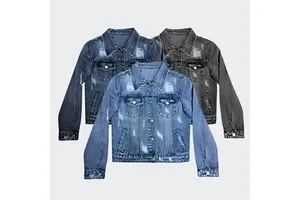 Women's Autumn Denim Jackets-Hip Hop Style Wrinkle-Resistant Nylon/Cotton Outerwear