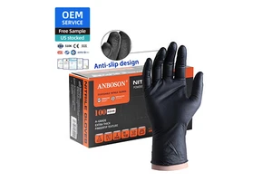 100 Box Wholesale Black Disposable Nitrile Gloves Powder Free Anti-Slip Powder-Free Safety Gloves for Food Handling Tattoo
