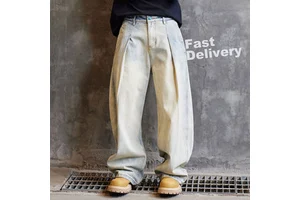 Ultra Wide-leg Pleated Jeans Man Stone Washed Jeans Men Baggy Plus Size Denim Pants Skate Hip Hop Y2k Baggy Jeans for Men
