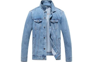 Customizable 100% Cotton Men's Denim Jacket Premium Quality Breathable Cotton Casual Men's Winter Outer Wear