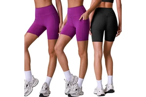 Women Yoga Pants High Waist Butt Lifting Biker Shorts Custom Logo Available With Side Pockets Tummy Control Gym Shorts