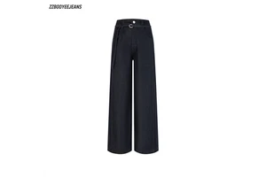 High-Definition Anti-Fading No-Iron Soft Wide-Leg Denim Floor-Length Pants High-Waist Slimming Drapey Trousers Anti-Wrinkle Flat