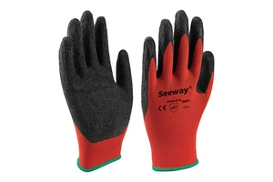 Seeway Anti-Slip Safety Gloves Breathable Latex Coating Work Gloves in Red/Black for Gardening & Construction