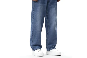 Wholesale Men Custom Logo Jeans Plus Size Men's Ripped Denim Jean Slim Baggy Stacked Trousers Skinny Flare Jeans Pants for Men