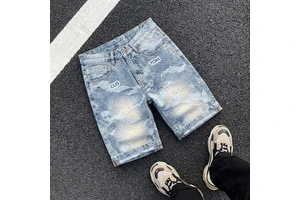 High Quality Custom Street Wear Mid-waist Designer Washed Jeans Hip Hop Street Wear Vintage Shorts Men Denim Goods Men's Shorts