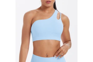 Summer Wholesale High Quality Sexy One Shoulder Sling Style Gym Fitness Women Fitness Breathable Shockproof Yoga Sports Bra Top