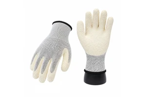 High Performance Level 5 HPPE Cut Resistant Safety Work Gloves With Crinkle Latex Coated Non Slip For Glass Handling Use