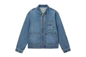 YIMAI Custom Men's Clothing Vintage Jeans Jacket Manufacturer Wholesale Mens Washed Zipper up Denim Jacket With Multi Pockets