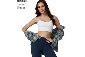 Seamless Shockproof Sports Bra for Women Spaghetti Strap Yoga Vest Light Support Gym Tops Workout Front Breathable Activewear