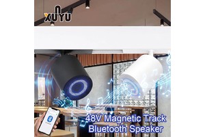 Magnetic Track Light With Bluetooth Speaker 48V LED Black White Ceiling Rail For Cafe Restaurant Bar