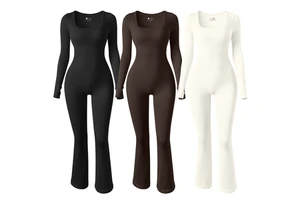 Hot Selling Seamless Long Sleeved Round Neck Slim Fit Sports Fitness Jumpsuit