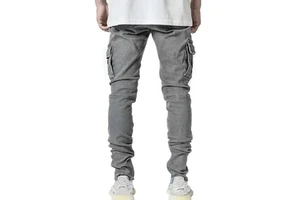 Men's Vintage High Street Trendy Dark Distressed Denim Pants Washed Loose Design for Autumn/Winter Seasons Hip Hop Streetwear