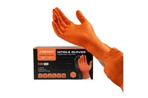 For ABC-DG01 Sterile Heavy Duty Chemical Resistant Diamond Textured 8/10 Mil Mechanic Safety Disposable Black Nitrile Gloves