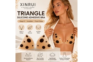 XINRUI Triangle Silicone Adhesive Push Up Bra For Backless Deep V Dress Sellers With Custom Skin Tone Logo Packaging Support