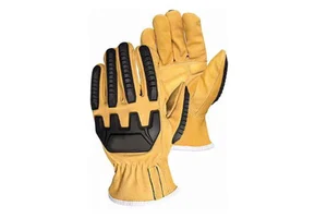 Hi Vis Cotton Lined TPR Impact Mechanic Gloves Heavy Duty Goatskin Leather Safety Gloves for Construction Oilfield Industrial