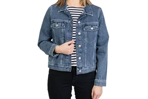 OEM Women's Denim Fleece Jacket Casual Button-Up Oversize Eco-Friendly Knitted Stand Collar Autumn Winter