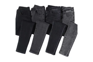 Black Gray High Waist Elastic Skinny Women Jeans Spring New Casual Style Pencil Pants Woven Denim Fabric Cotton Solid Washed