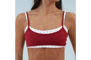 Custom Logo Women Y2K Sports Wear Mid Compression Contrast Fixed Straps Gym Top Contrast Layered High Stretch Sculpting Yoga Bra
