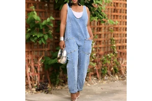Newest Streetwear Fashion Women'S Pants & Trousers Denim Jeans Cargo Overalls Loose Suspender High Waist Casual Trousers Pants