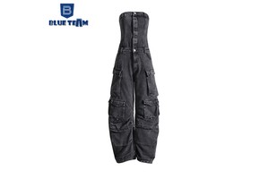 Blue Team | Custom High Quality OEM Custom Bulk Wholesale Women Ladies Jeans Jumpsuit Ripped Denim Overalls Women Jeans Pants