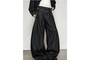 High Quality Custom Men's Jeans Double Waistband Raw Denim Jeans for Men