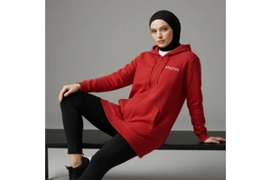 Muslim Women's Plus Size Loose Modest Longline Zip Hoodie Sportswear Islamic Activewear Jacket Breathable Lightweight