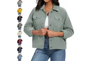 Women's Factory Wholesale Plus Size Loose Denim Jacket Coat Washed with Printed Pattern for Autumn & Summer Season