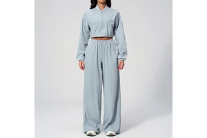 Women's Yoga Wear Set Sun Protection Short Top & Long Quick-Drying Pants for Outdoor Fitness