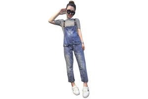High Quality Women's Regular Fit Denim Overalls Jumpsuits Breathable Eco-Friendly Summer Jeans High Waist Logo Hip Hop Vintage