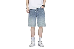 Wholesale Custom Regular Fit Men's Denim Jean Shorts Plus Size Summer Knee Length Distressed jeans shorts streetwear