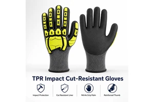 Yellow Nitrile Impact Resistant Mechanic Gloves Cut Protection Anti-Vibration Puncture-Resistant Textured Safety Work Gloves