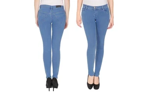 Women's Casual Vintage Slim Fit High Waist Breathable Solid Pattern Denim Jeans Stretchy Skinny Pencil Sexy Summer Button