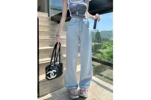 Women's Flare Organic Cotton Breathable Washable Embroidered Jeans Medium Wash Denim Streetwear Mid Waist Solid Summer Daily