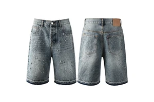 Men'S Ripped Denim Shorts & Jeans Summer Casual Classic Straight Distressed Ripped Short Jeans Jorts Men