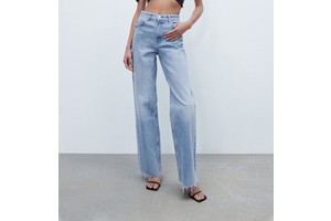 Custom New Design Women High Waist Pants Jeans Boyfriend Straight Leg Denim Pants Female Jeans Trousers