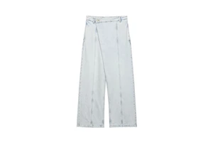 ZATRHMBM Summer Women's Clothing 2026 New Fashion Solid Color Denim Jeans Retro Low Waist Casual Wide Leg Pants