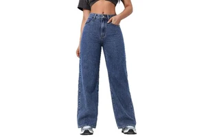 Spring New Style American Women's High Wide-Leg Jeans Washed Loose Slimming Look Straight-Leg Floor-Length Denim Pants