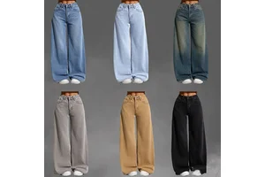 Wholesale High-quality Women's Denim Pants Fashionable Streetwear Retro Casual Straight Leg Summer Jeans Inventory